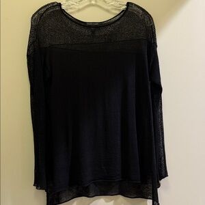 Eileen Fisher Black Mesh Long Sleeve Top Size: S/P